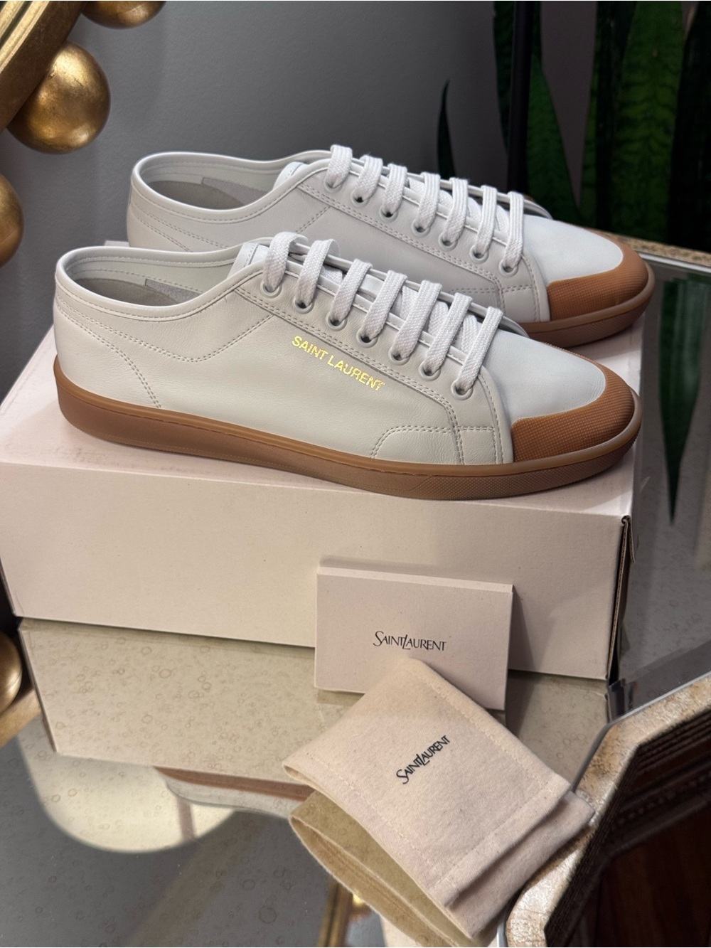 AUTHENTIC Saint Laurent Women Gym Leather Sneakers - Size EU 40 / 10 US